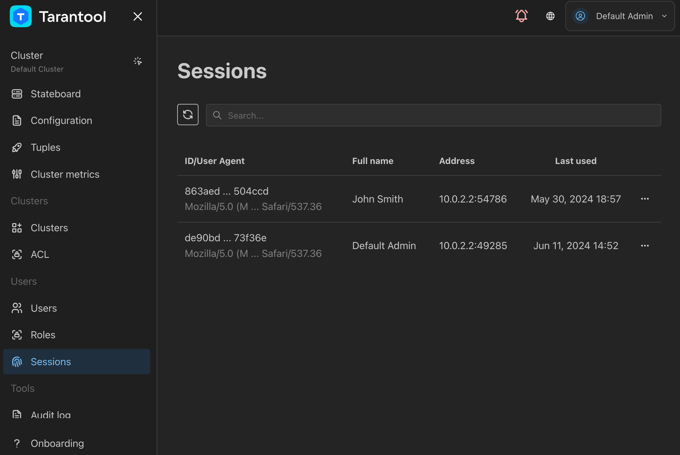 TCM sessions page