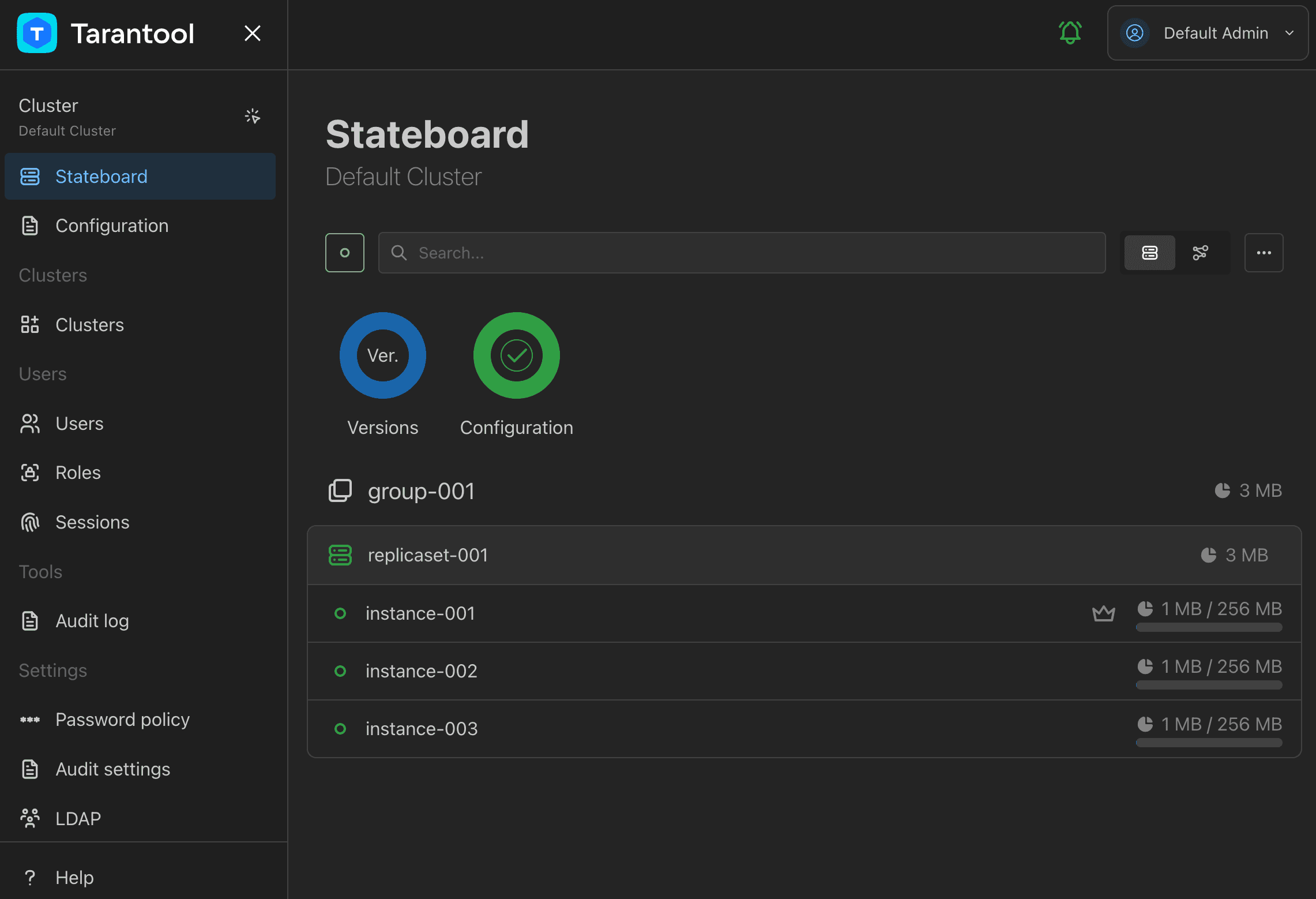 Online cluster stateboard